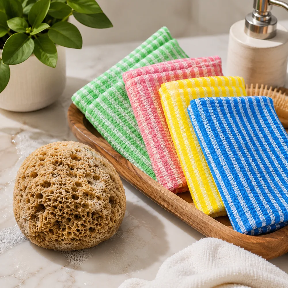 Toalla exfoliante Ziroba vs esponja de baÃ±o comparativa